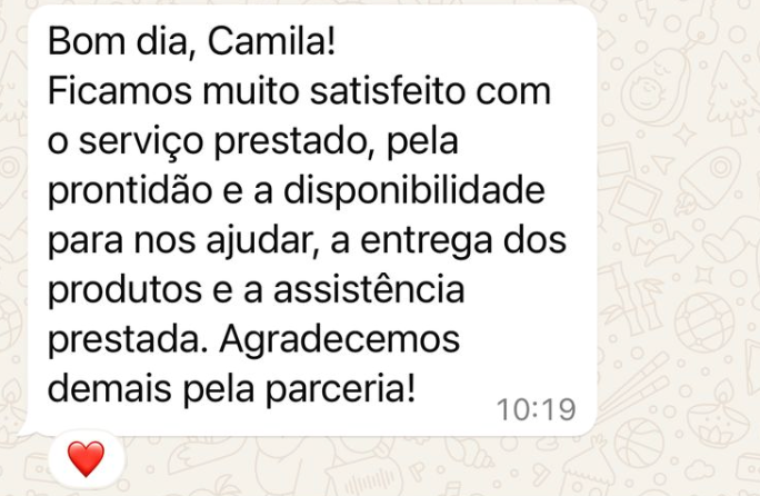 Depoimento de cliente satisfeito